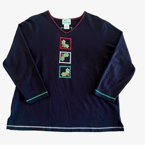 The Quacker Factory Black Beads Embellished Top